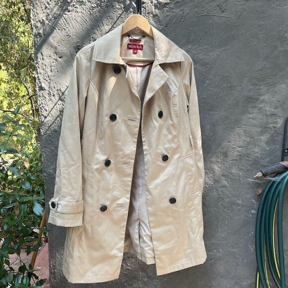 MERONA DOUBLE BREASTED TAN TRENCH COAT SMALL - Picture 4 of 8